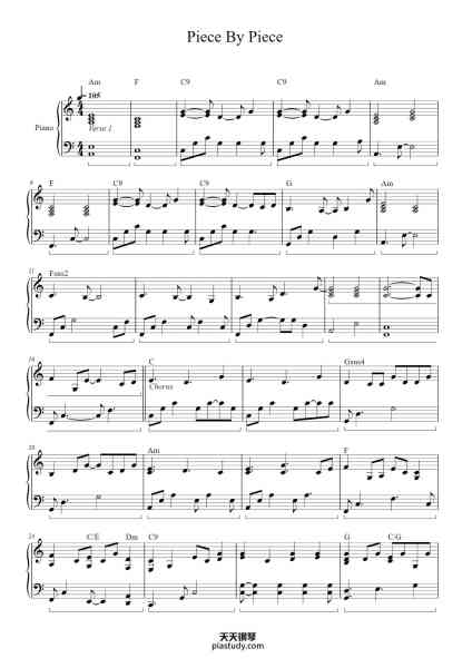 “Piece By Piece”钢琴谱-Kelly Clarkson-免费下载-天天钢琴