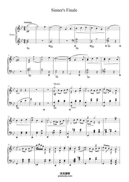 “Sinner's Finale”钢琴谱-Sarut Ardnarong / Piano Arrangement-免费下载-天天钢琴