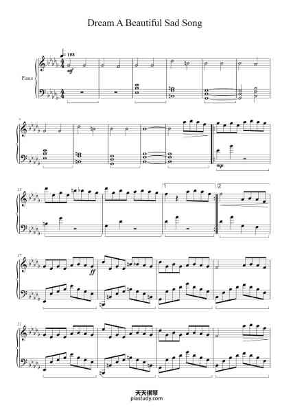 “Dream A Beautiful Sad Song”钢琴谱-Saurik85-免费下载-天天钢琴