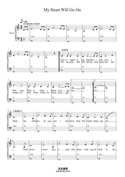 “My Heart Will Go On”钢琴谱-Arr. M.C.Mack-免费下载-天天钢琴