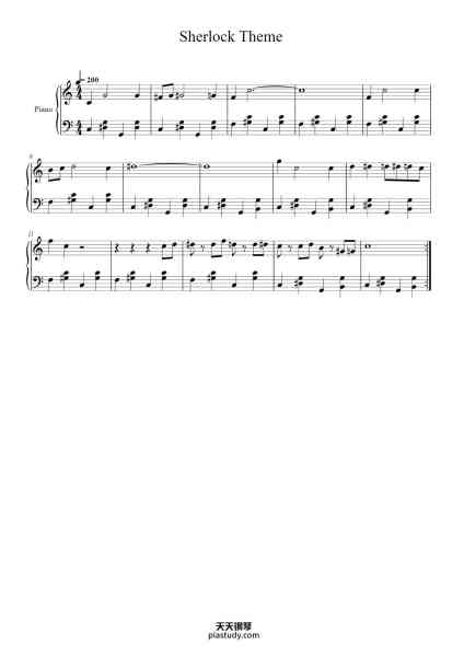 “Sherlock Theme”钢琴谱-Misc Television-免费下载-天天钢琴