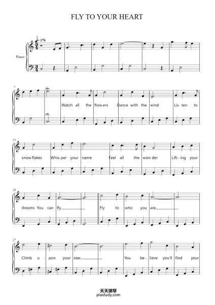 “FLY TO YOUR HEART”钢琴谱-Words and Music by MICHELLE TUMES-免费下载-天天钢琴
