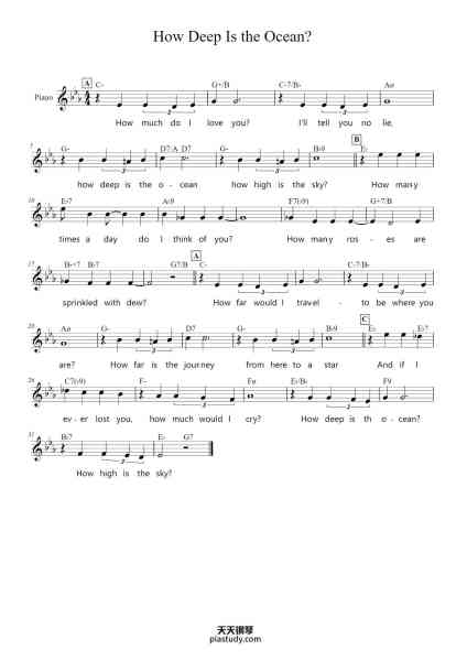 “How Deep Is the Ocean?”钢琴谱-Irving Berlin-免费下载-天天钢琴