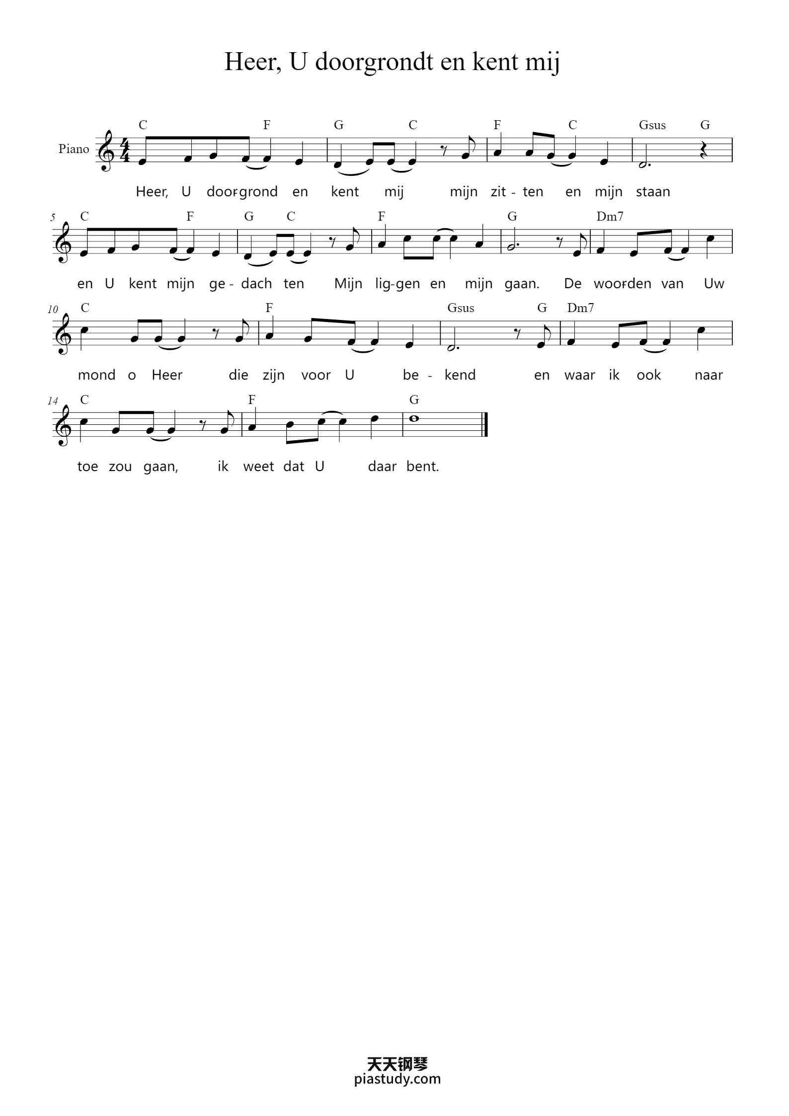Heer U Doorgrondt En Kent Mij Free Piano Sheet Music PiaNoproblem heer-u-doorgrondt-en-kent-mij-free-piano-sheet-music-pianoproblem