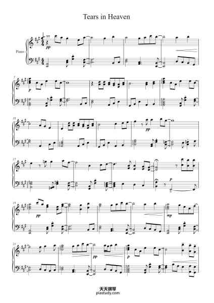 “Tears in Heaven”钢琴谱-Arr: Xseros-免费下载-天天钢琴