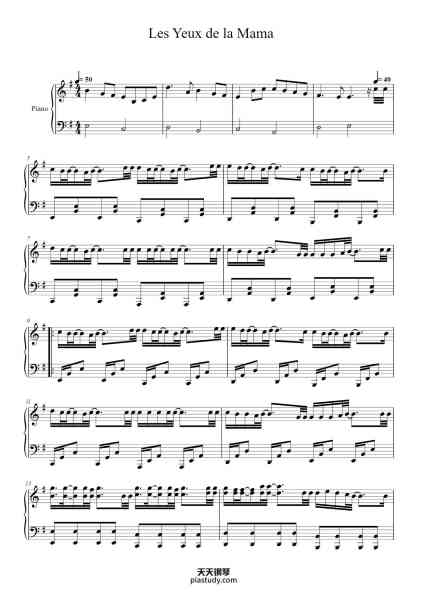“Les Yeux de la Mama”钢琴谱-Kendji Girac Arrangement : Eloïse Guérin-免费下载-天天钢琴