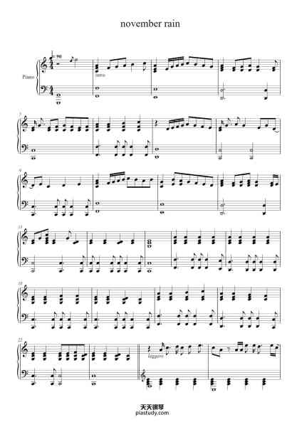 “november rain”钢琴谱-Guns N' Roses (Axl Rose)-免费下载-天天钢琴