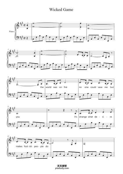 “Wicked Game”钢琴谱-Chris Isaak-免费下载-天天钢琴