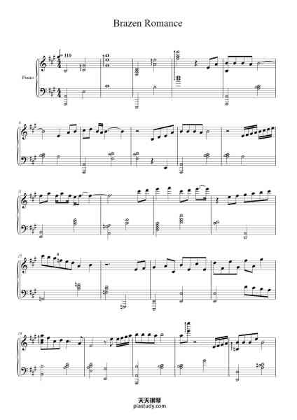 “Brazen Romance”钢琴谱-Ricky Reinaldi-免费下载-天天钢琴