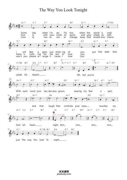 “The Way You Look Tonight”钢琴谱-Jerome Kern-免费下载-天天钢琴