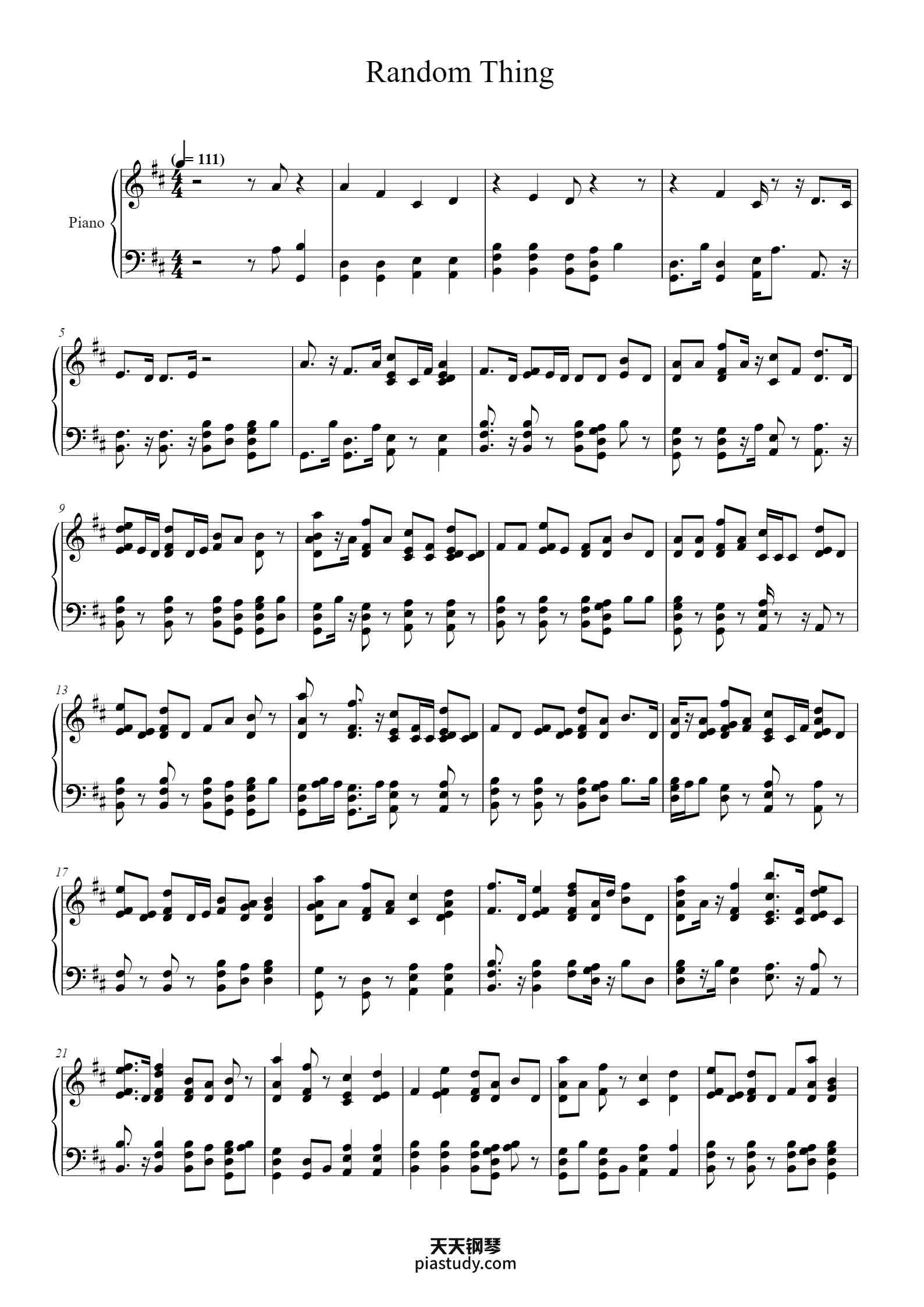 Random Thing钢琴谱 - alexplayz356 - free piano sheet music - PiaNoproblem