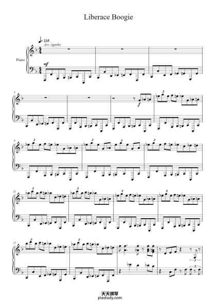 “Liberace Boogie/The 16th Note Boogie”钢琴谱-Władziu Valentino Liberace-免费下载-天天钢琴