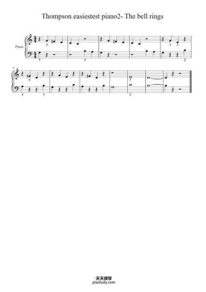 “Thompson easiestest piano2- The bell rings”钢琴谱-John Thompson-免费下载-天天钢琴