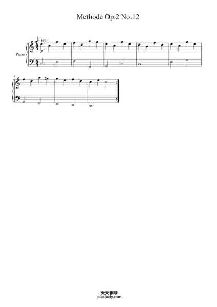 “Methode Op.2 No.12”钢琴谱-Egan-免费下载-天天钢琴