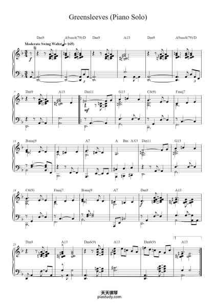 “Greensleeves (Piano Solo)”钢琴谱-Traditional
Arr. by McCOY TYNER-免费下载-天天钢琴