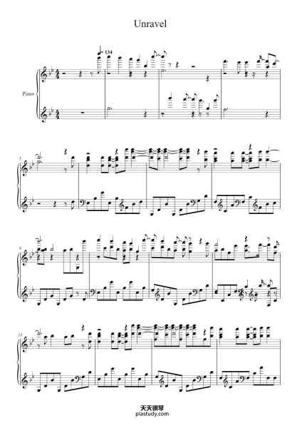 “Unravel”钢琴谱-TK Arrangement by Theishter-免费下载-天天钢琴