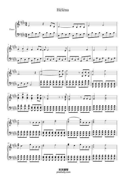 “Héléna”钢琴谱-My Chemical Romance-免费下载-天天钢琴