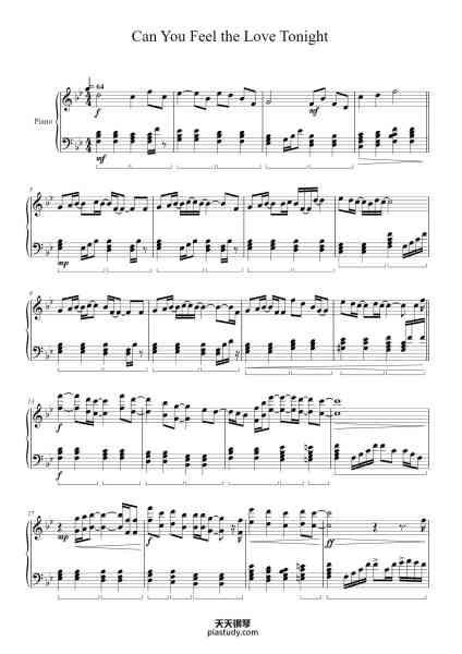 “Can You Feel the Love Tonight”钢琴谱-Jonesfred Sinshall-免费下载-天天钢琴