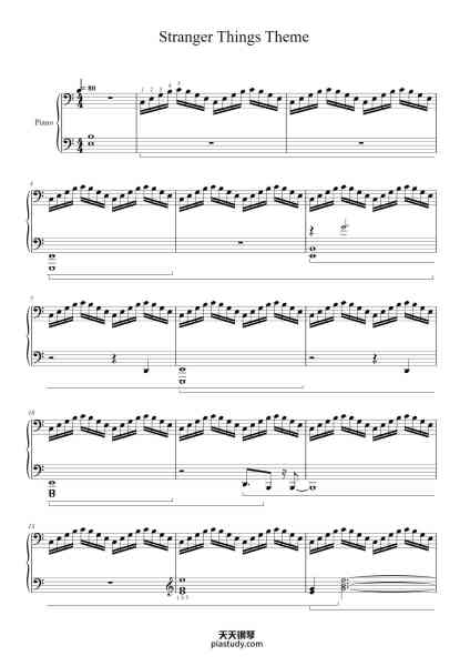 “Stranger Things Theme”钢琴谱-Arranged by Riley Apperson-免费下载-天天钢琴