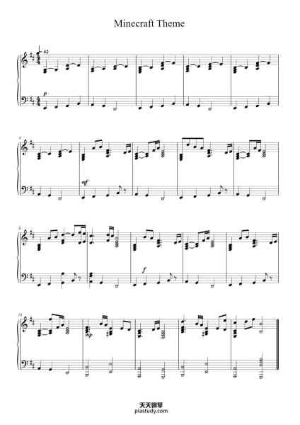 “Minecraft Theme (Sweden, Calm)”钢琴谱-Stalett Brolas-免费下载-天天钢琴