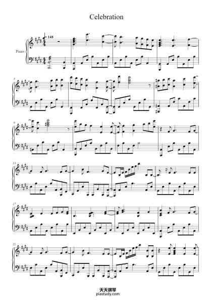 “Celebration”钢琴谱-Arranged by Kevin Seo-免费下载-天天钢琴