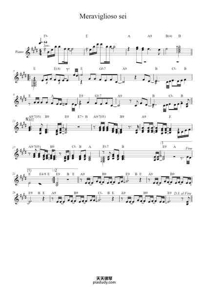 “Meraviglioso sei”钢琴谱-Corale di Palmi-免费下载-天天钢琴