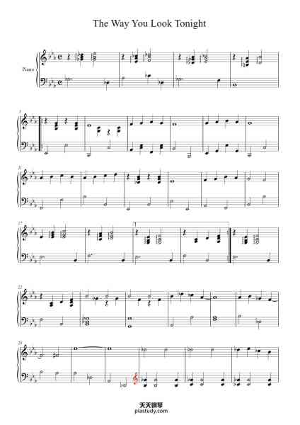 “The Way You Look Tonight”钢琴谱-Frank Sinatra-免费下载-天天钢琴