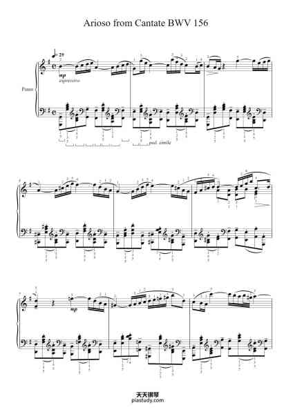 “Arioso from Cantate BWV 156”钢琴谱-J.S. Bach   
arr.  Verona
-免费下载-天天钢琴