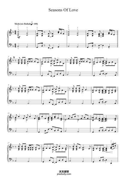 “Seasons Of Love (from Rent)”钢琴谱-Words and Music by
JONATHAN LARSON-免费下载-天天钢琴