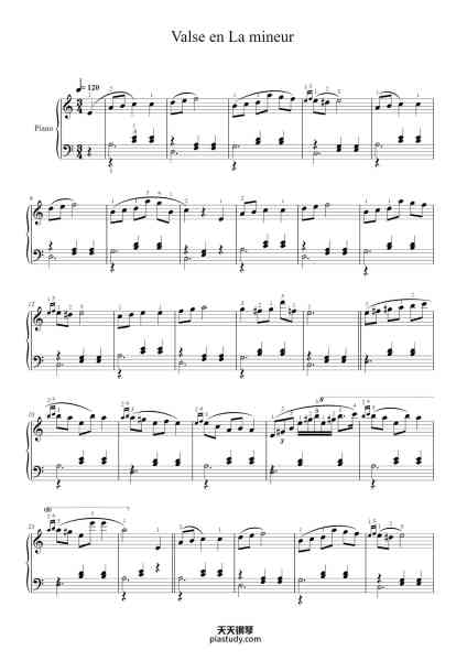 “Valse in A Minor, B. 150”钢琴谱-F. Chopin-免费下载-天天钢琴