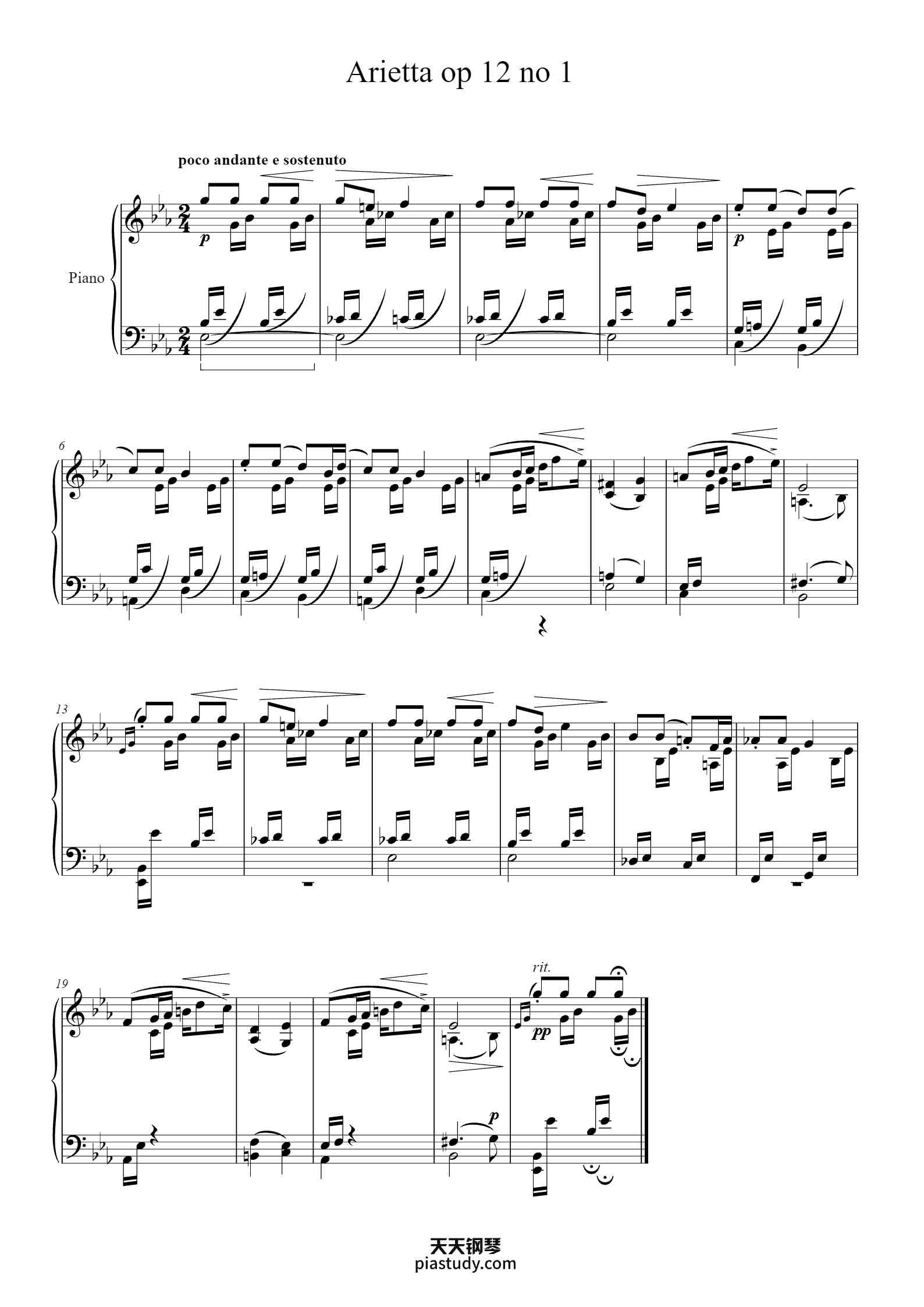 Arietta op 12 no 1钢琴谱 - Edvard Grieg - free piano sheet music ...