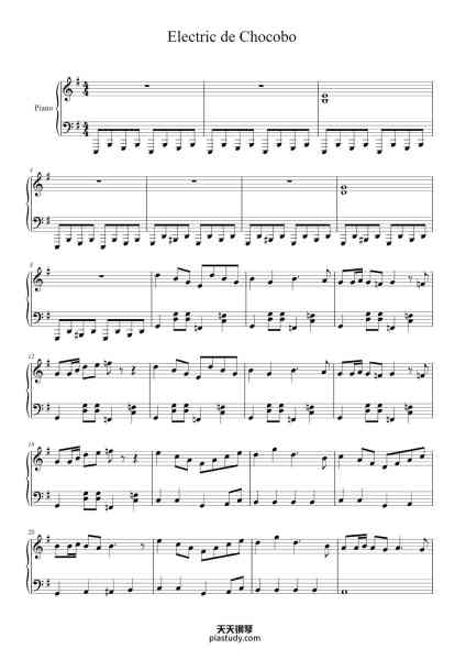 “Electric de Chocobo”钢琴谱-Nobuo Uematsu-免费下载-天天钢琴