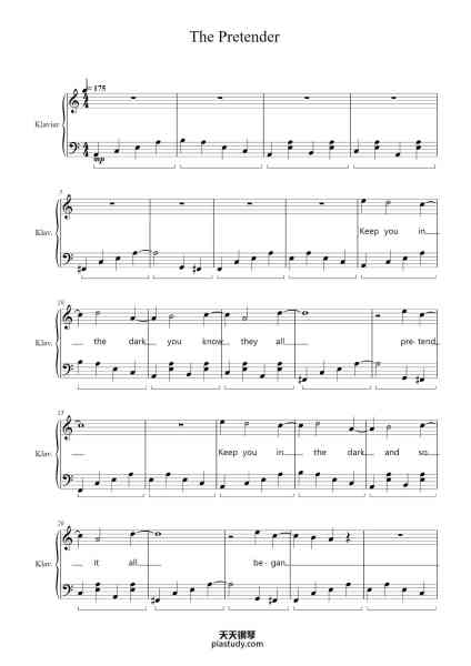 “The Pretender”钢琴谱-Foo Fighters-免费下载-天天钢琴