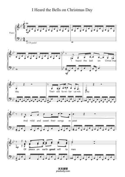 “I Heard the Bells on Christmas Day”钢琴谱-Ellie W.-免费下载-天天钢琴