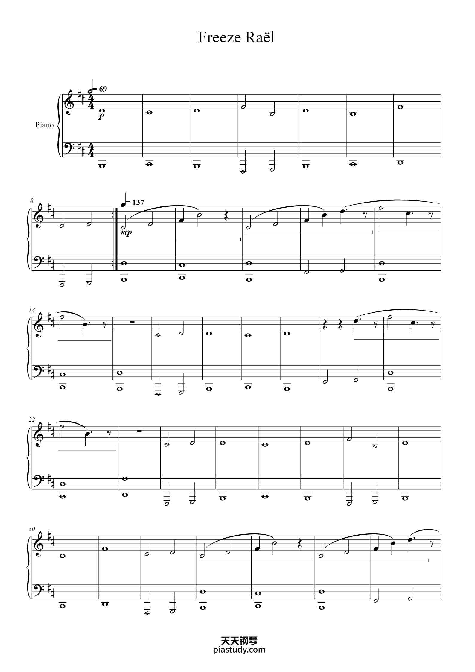 'Freeze Raël' - Piano Sheet Music By Freeze Corleone Flem | TOPiano