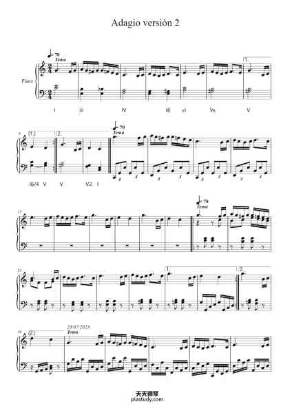 “Adagio versión 2”钢琴谱-Juan Francisco Romano-免费下载-天天钢琴