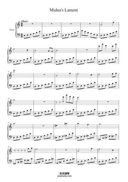 “Midna's Lament”钢琴谱-Koji Kondo-免费下载-天天钢琴