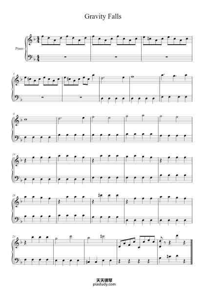 “Gravity Falls”钢琴谱-Brad Breeck-免费下载-天天钢琴