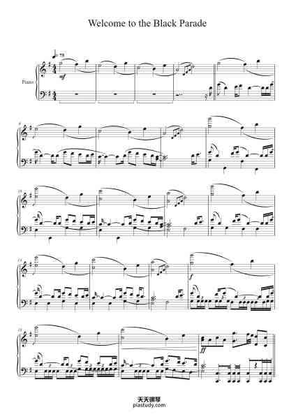 “Welcome to the Black Parade”钢琴谱-My Chemical Romance Arr. Eliot Moore-免费下载-天天钢琴