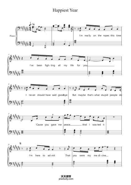 “Happiest Year”钢琴谱-Jaymes Young
arr. Darell Jude-免费下载-天天钢琴
