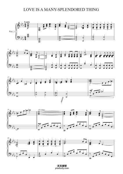 “Love is a Many-Splendored Thing”钢琴谱-Sammy Fain-免费下载-天天钢琴