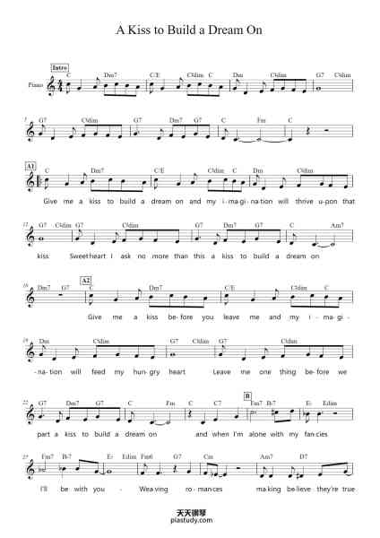 “A Kiss to Build a Dream On”钢琴谱-Louis Armstrong-免费下载-天天钢琴