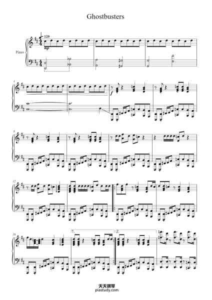 “Ghostbusters”钢琴谱-Ray Parker Jr.-免费下载-天天钢琴