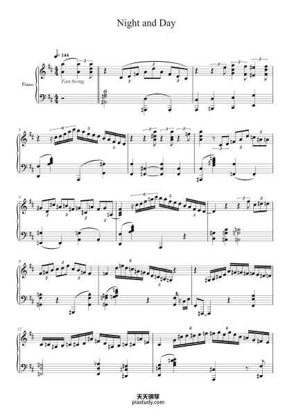 “Night and Day”钢琴谱-Art Tatum-免费下载-天天钢琴