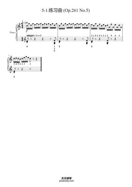 “5-1.练习曲 (Op.261 No.5)”钢琴谱--免费下载-天天钢琴