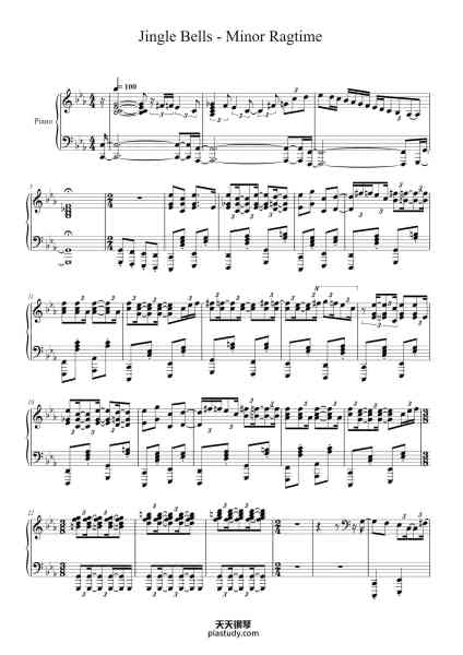 “Jingle Bells - Minor Ragtime”钢琴谱-Arranged by Rafał Bienias-免费下载-天天钢琴