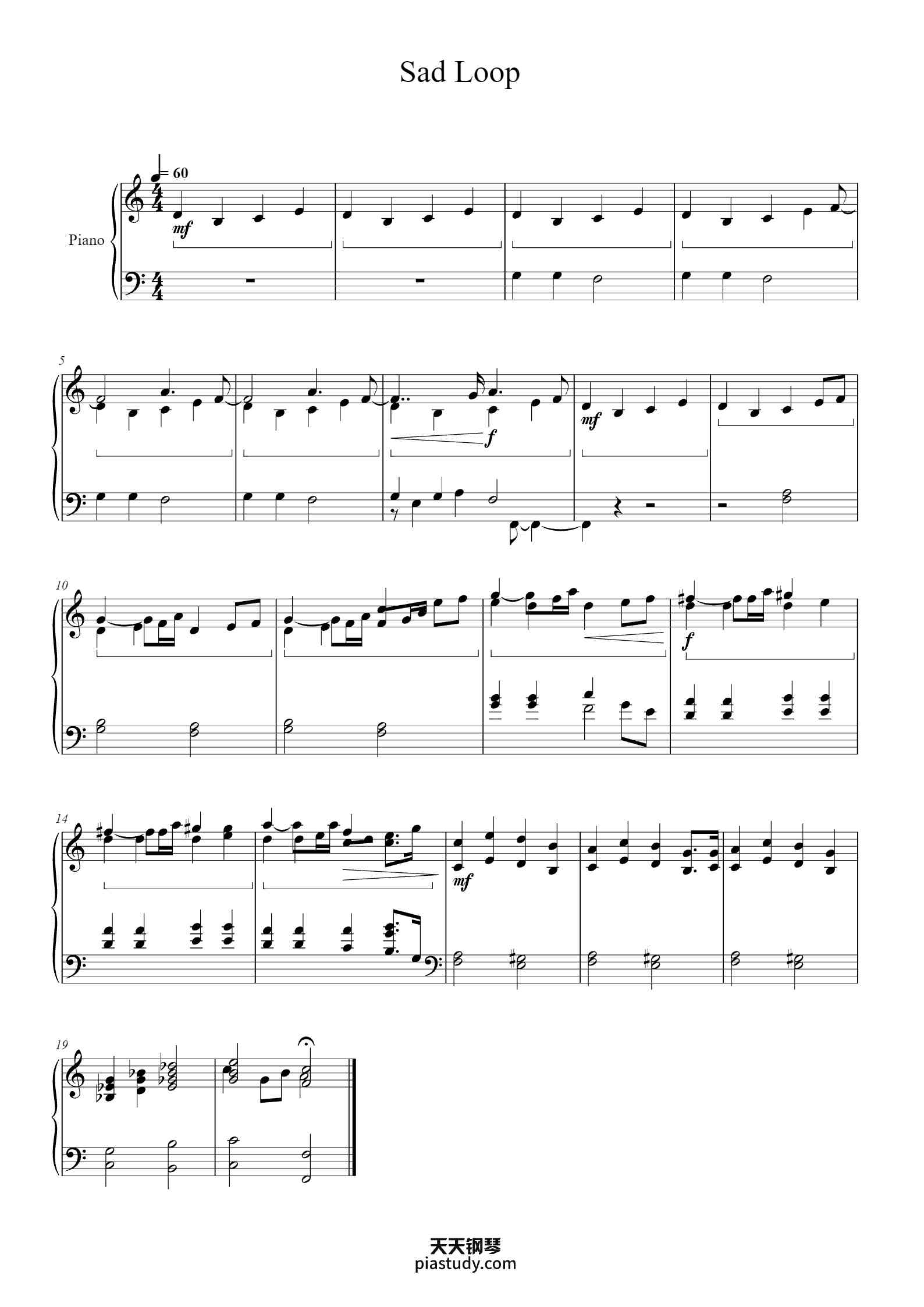 'Sad Loop' - Piano Sheet Music By Boylety | TOPiano