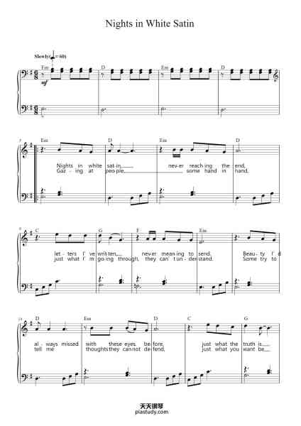 “Nights in White Satin”钢琴谱-Words and Music by
JUSTIN HAYWARD-免费下载-天天钢琴