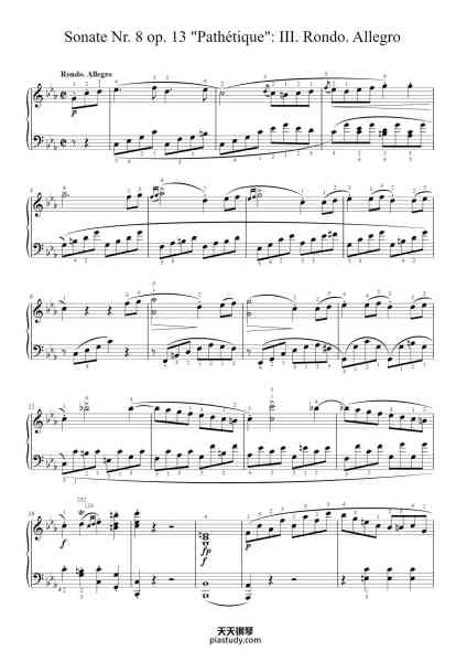 “Sonate Nr. 8 op. 13 "Pathétique": III. Rondo. Allegro”钢琴谱-Ludwig van Beethoven
-免费下载-天天钢琴