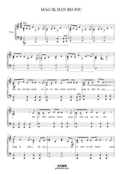 “MAG IK DAN BIJ JOU”钢琴谱-arr. Verona-免费下载-天天钢琴
